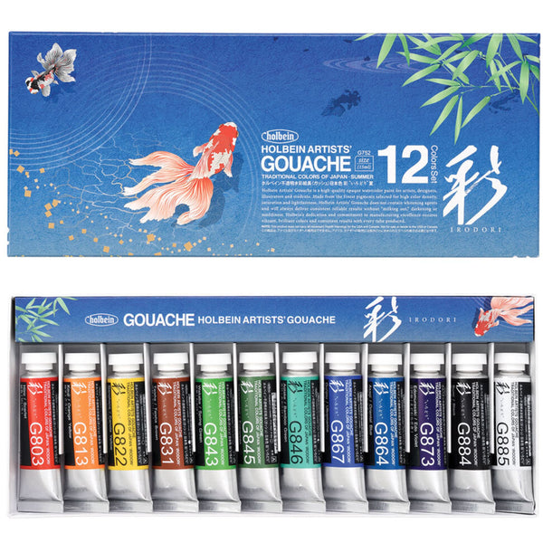 Paint | Irodori Artists' Gouache | 12 Colour Set  | Summer | Holbein