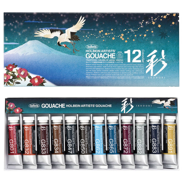 Paint | Irodori Artists' Gouache | 12 Colour Set  | Winter | Holbein