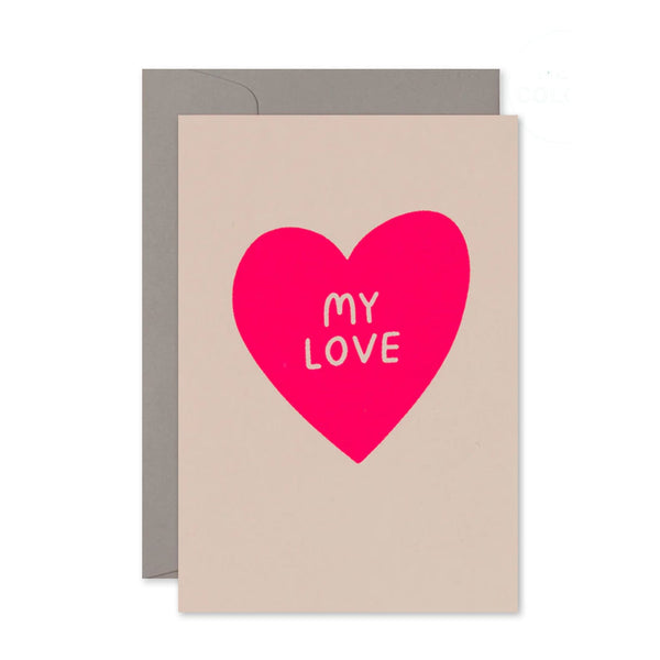 Love & Friendship Card | My Love Heart | Neon Pink On Blush | Me & Amber