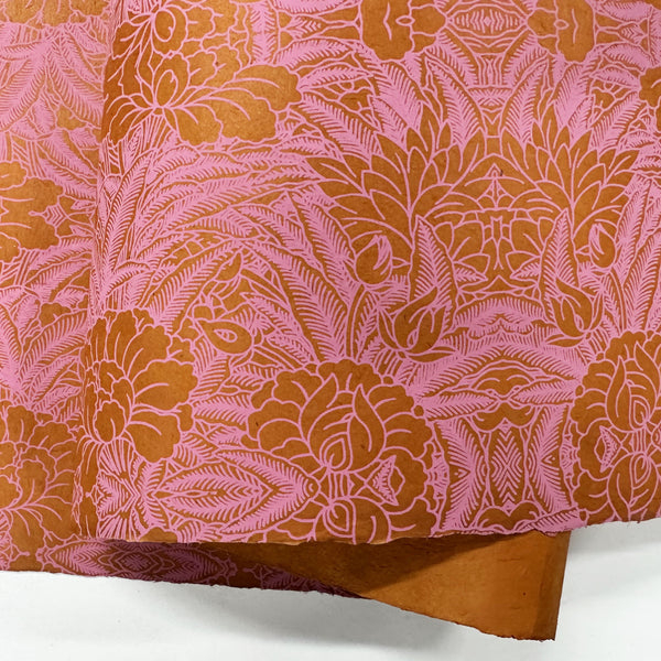 Nepalese Paper | Lokta | Mirror Flower | Pink and Orange