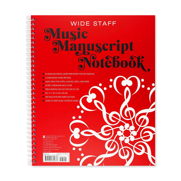 Notebook | Music Manuscript | Wide Staff | Peter Pauper Press