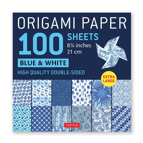 Origami Paper | Blue & White Double Sided | 21 x 21cm | 100 Sheets | Tuttle