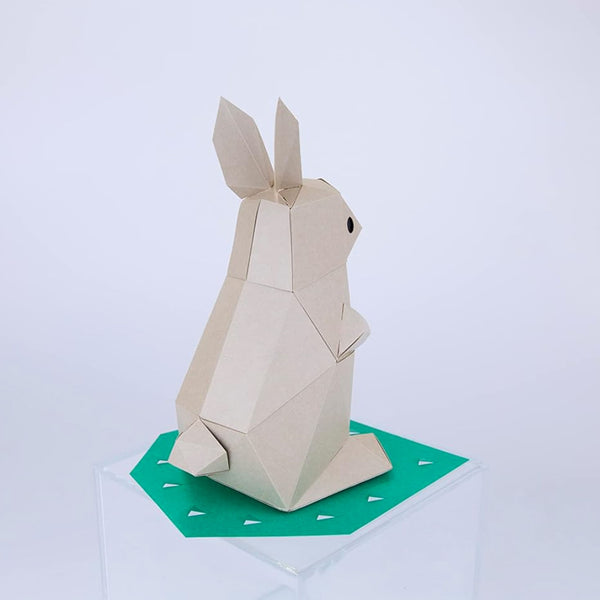 3D Cardboard Model Kit | TINY Animals | Rabbit | Brown | Kaku Kaku | Bog Craft