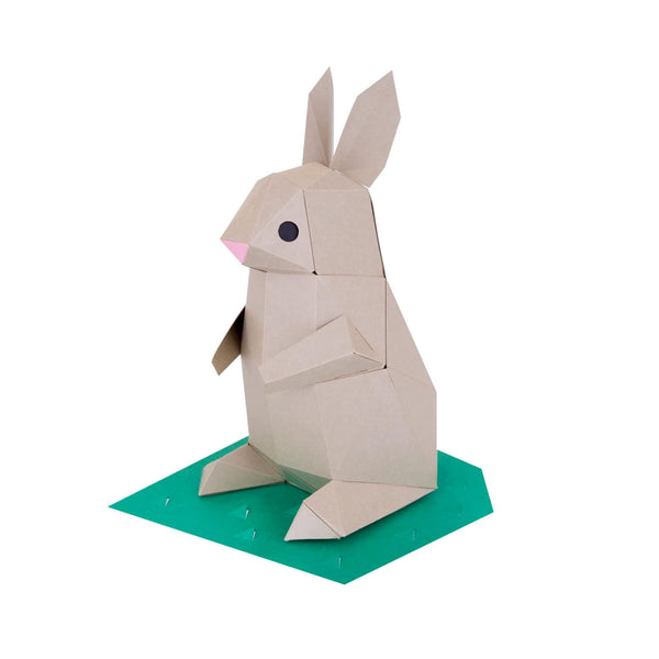 3D Cardboard Model Kit | TINY Animals | Rabbit | Brown | Kaku Kaku | Bog Craft