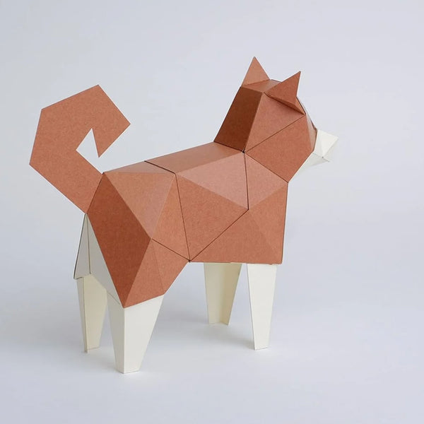 3D Cardboard Model Kit | TINY Animals | Shiba Inu | Brown | Kaku Kaku | Bog Craft