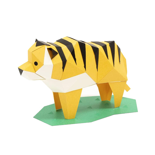 3D Cardboard Model Kit | TINY Animals | Tiger | Kaku Kaku | Bog Craft