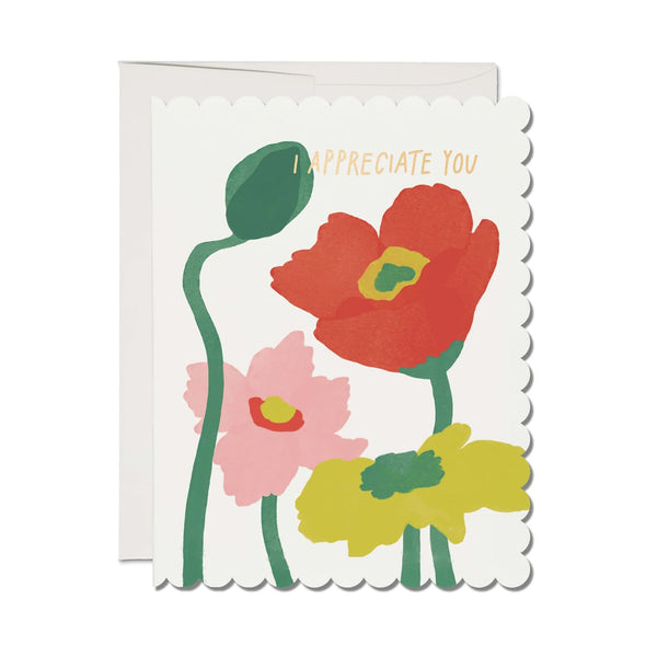 Thank You Card | Poppies | Red Cap Cards