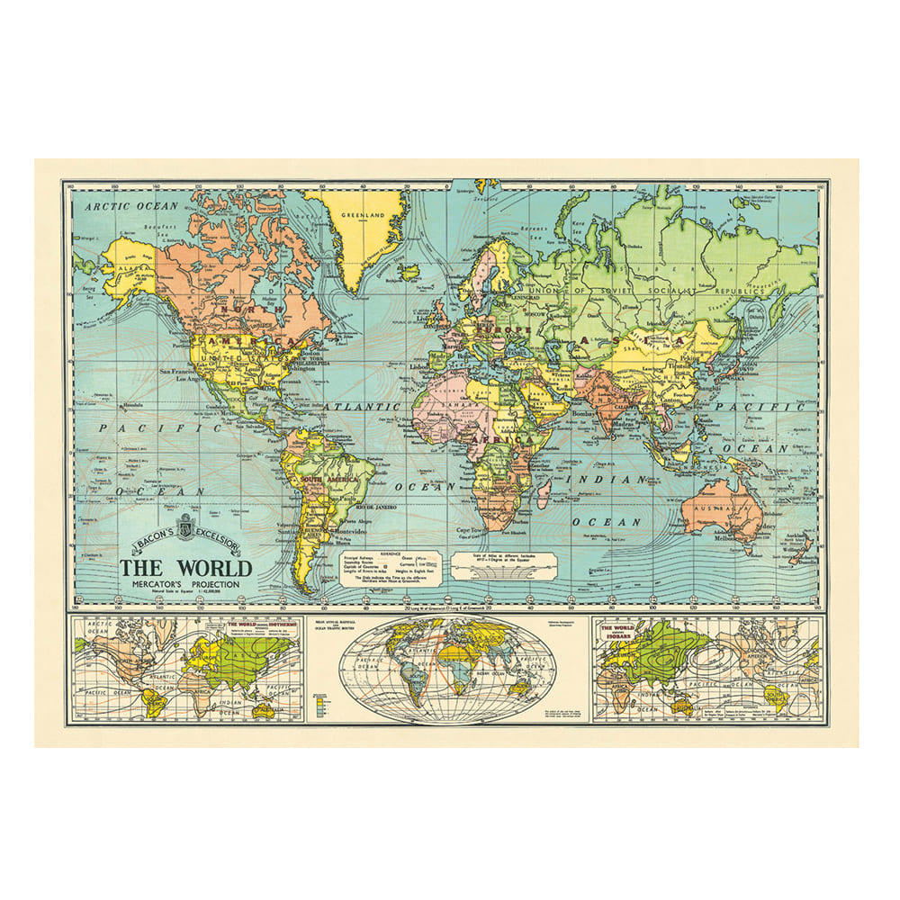 Vintage Poster | World Map 6 | Cavallini & Co.